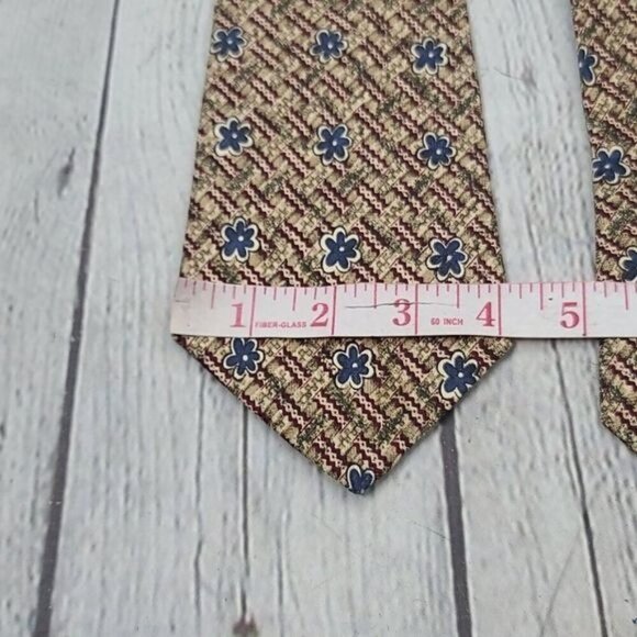 Vintage Italian Silk Blue Flower Basket Weave Tie - Picture 8 of 10